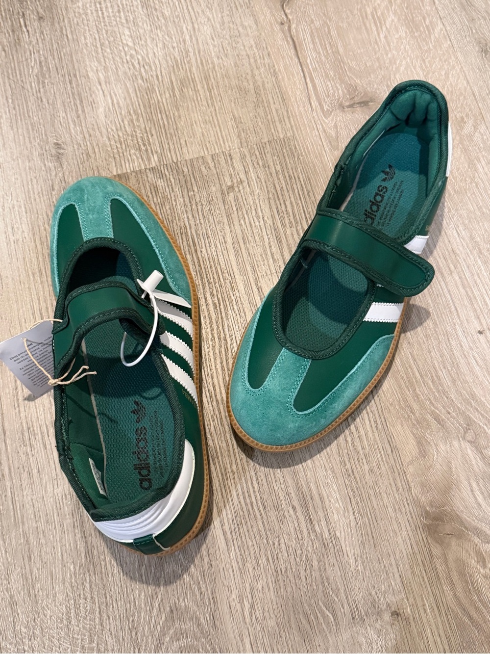 adidas Green Mary Jane Sneakers with White Stripes